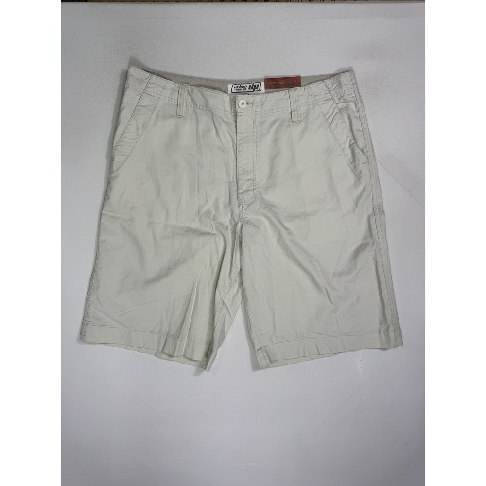 Urban Pipeline Cargo Khaki Shorts Mens 32 tan beige long baggy Hits at Knee Flex